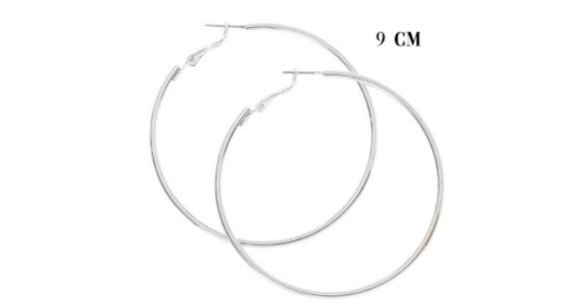 Boucles D'oreilles Créoles Argentées Avec Perles | Diamètre 4.9 Cm | Neuves Avec étiquettes | Sans Marque
